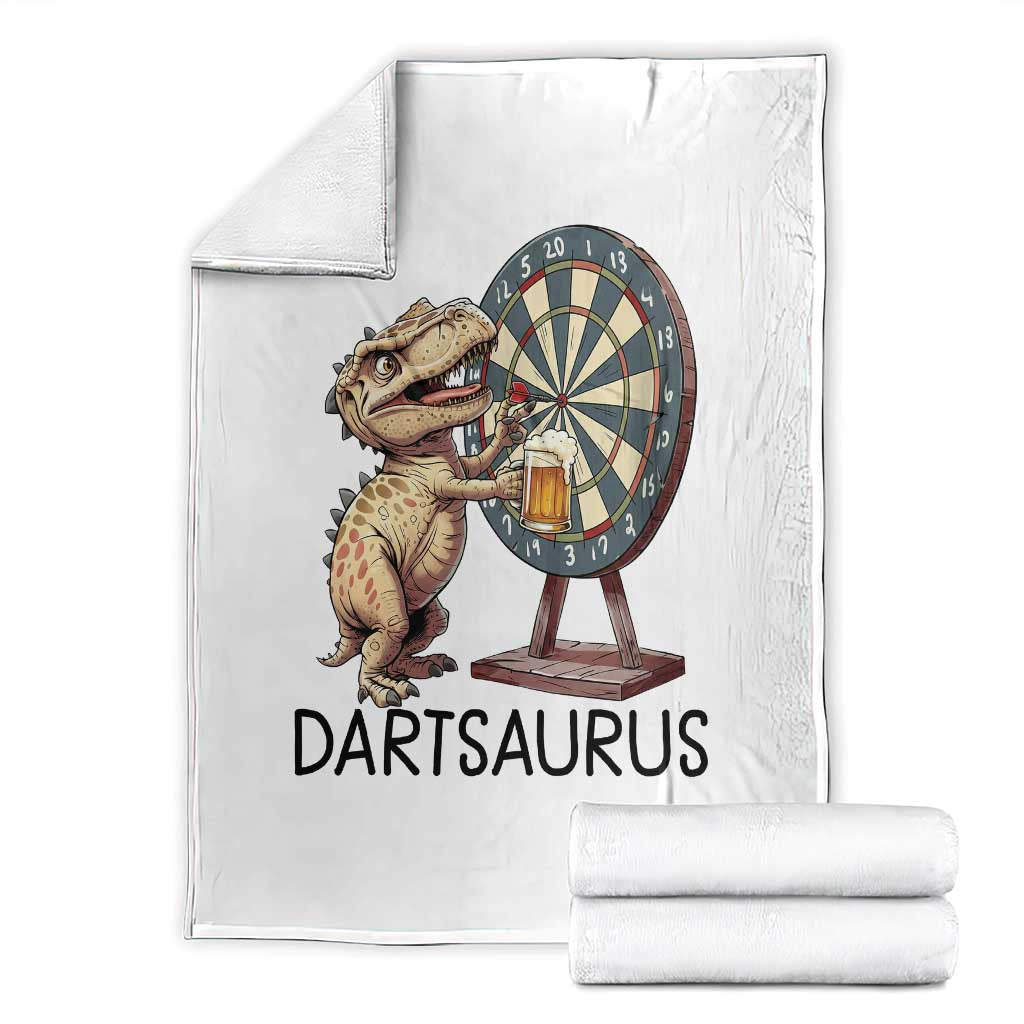 Dartsaurus Throw Blanket Funny Dinosaur Dart Player Gift TS12 White Print Your Wear