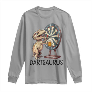 Dartsaurus Long Sleeve Shirt Funny Dinosaur Dart Player Gift TS12 Sport Gray Print Your Wear