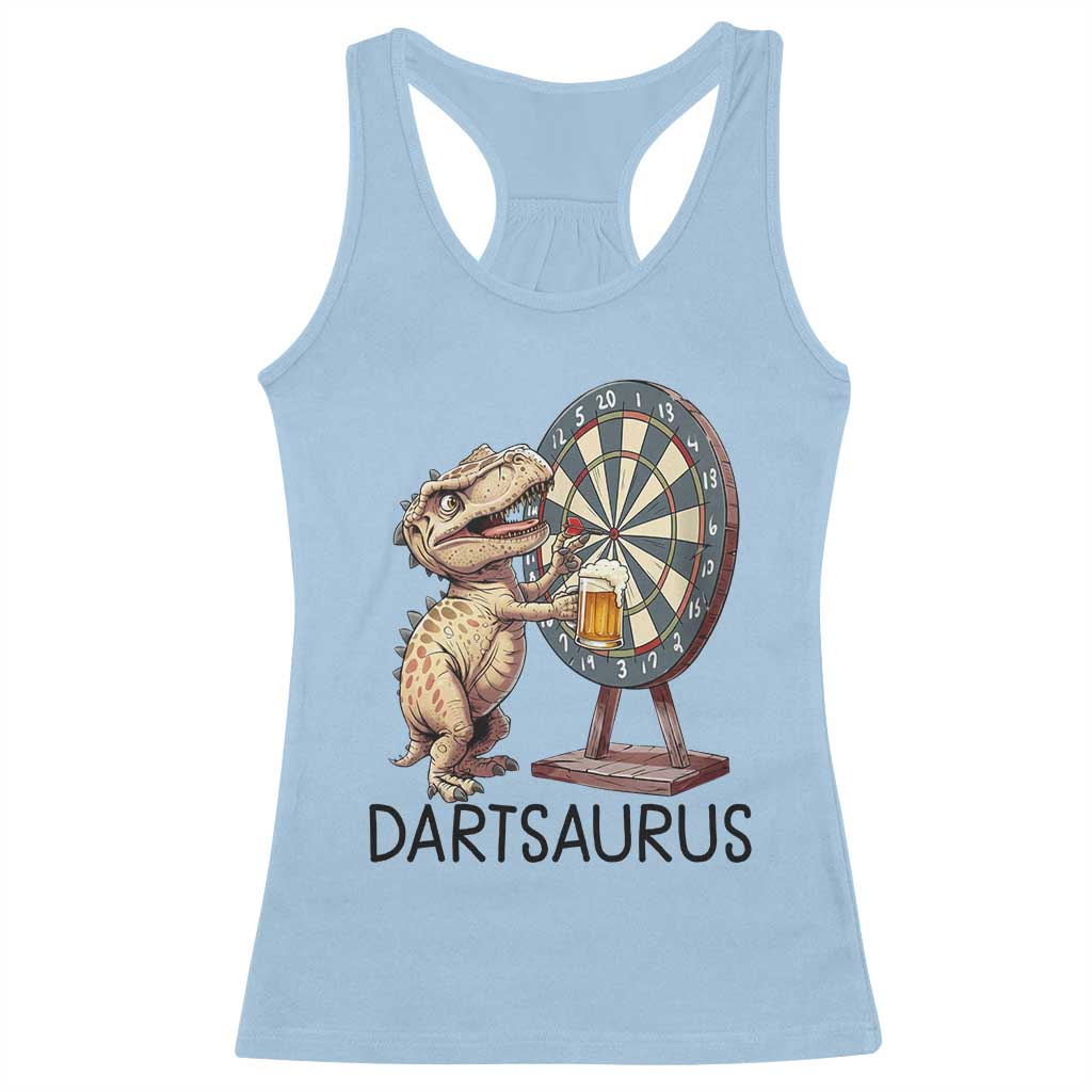 Dartsaurus Racerback Tank Top Funny Dinosaur Dart Player Gift TS12 Light Blue Print Your Wear