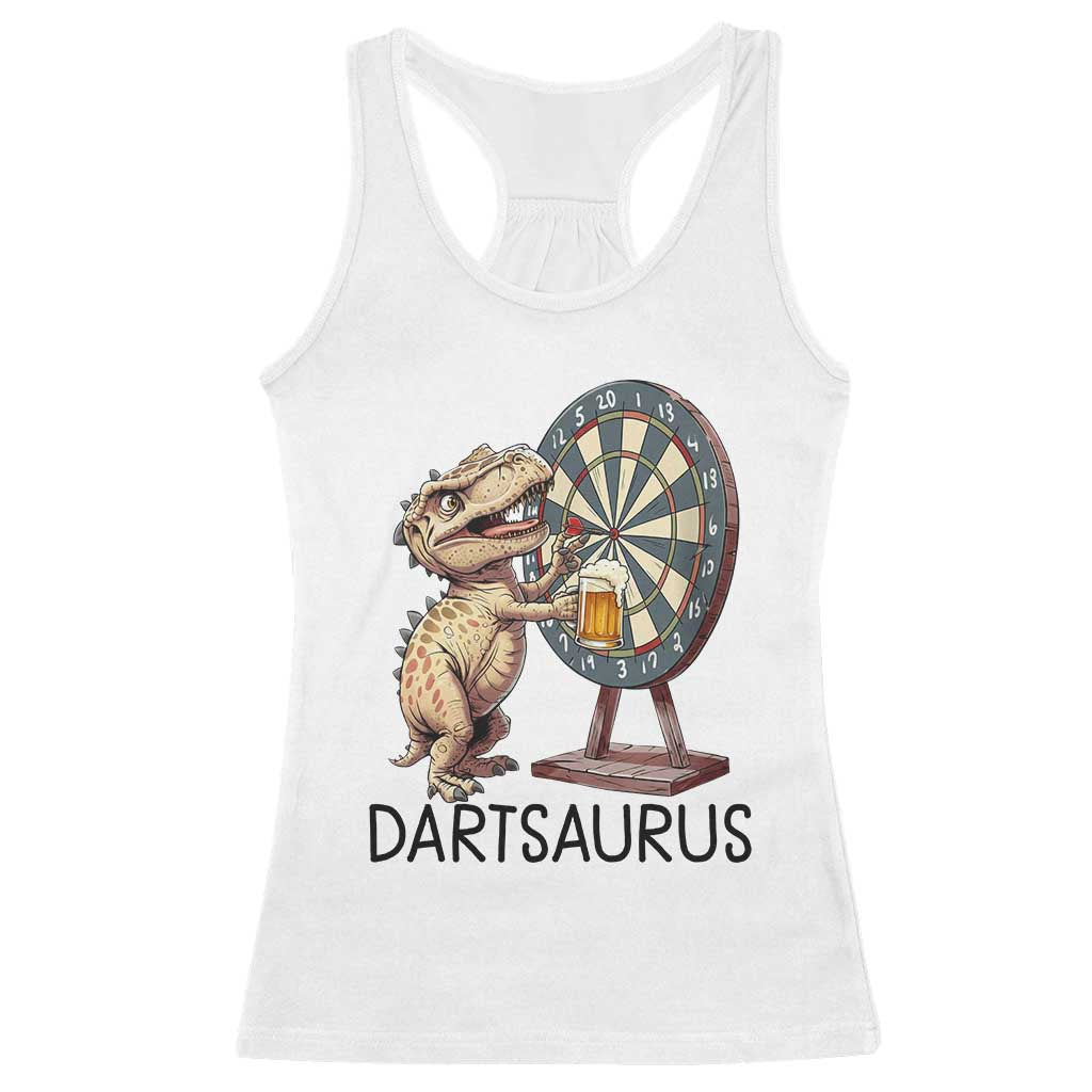 Dartsaurus Racerback Tank Top Funny Dinosaur Dart Player Gift TS12 White Print Your Wear