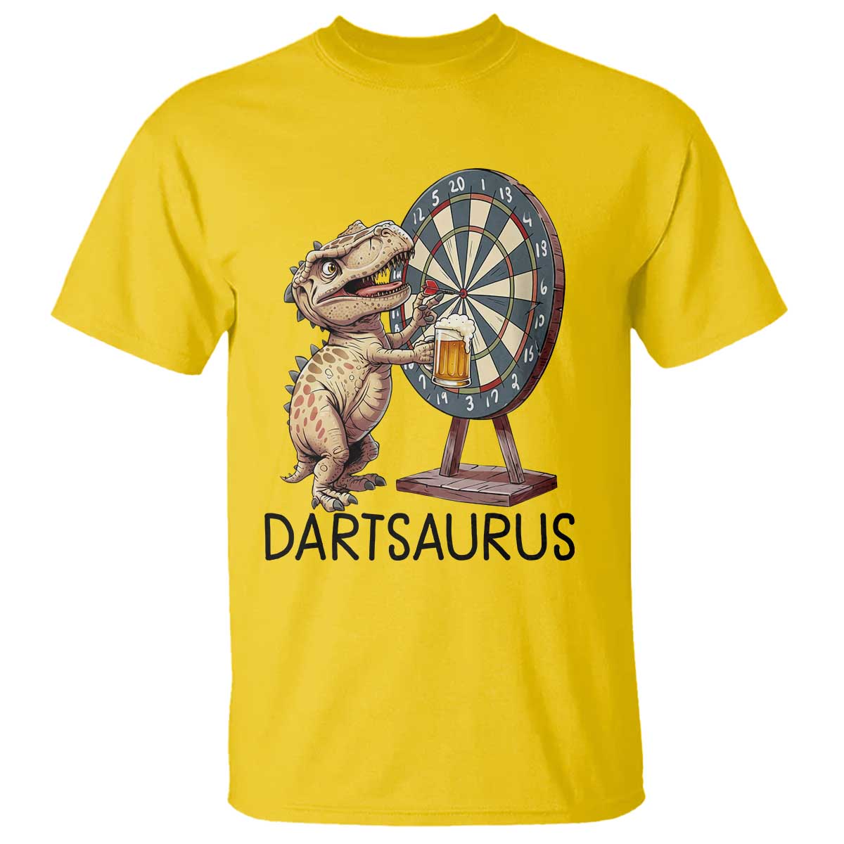 Dartsaurus T Shirt Funny Dinosaur Dart Player Gift TS12 Daisy Print Your Wear