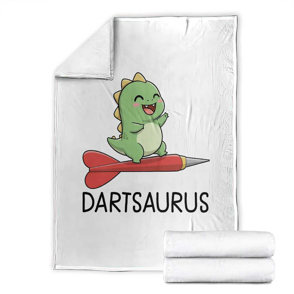 Cute Dartsaurus Playing Dart Throw Blanket Dinosaur Lover Gift TS12 White Print Your Wear