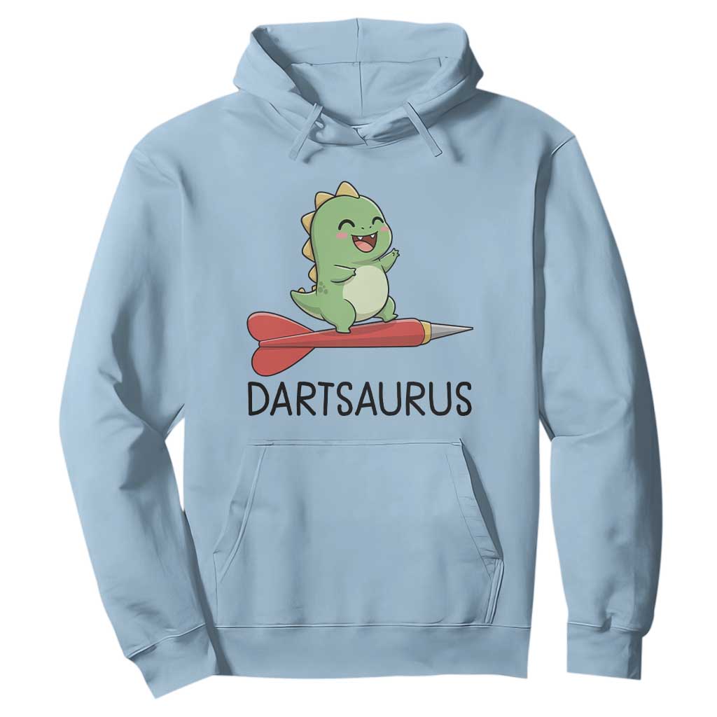 Cute Dartsaurus Playing Dart Hoodie Dinosaur Lover Gift TS12 Light Blue Print Your Wear