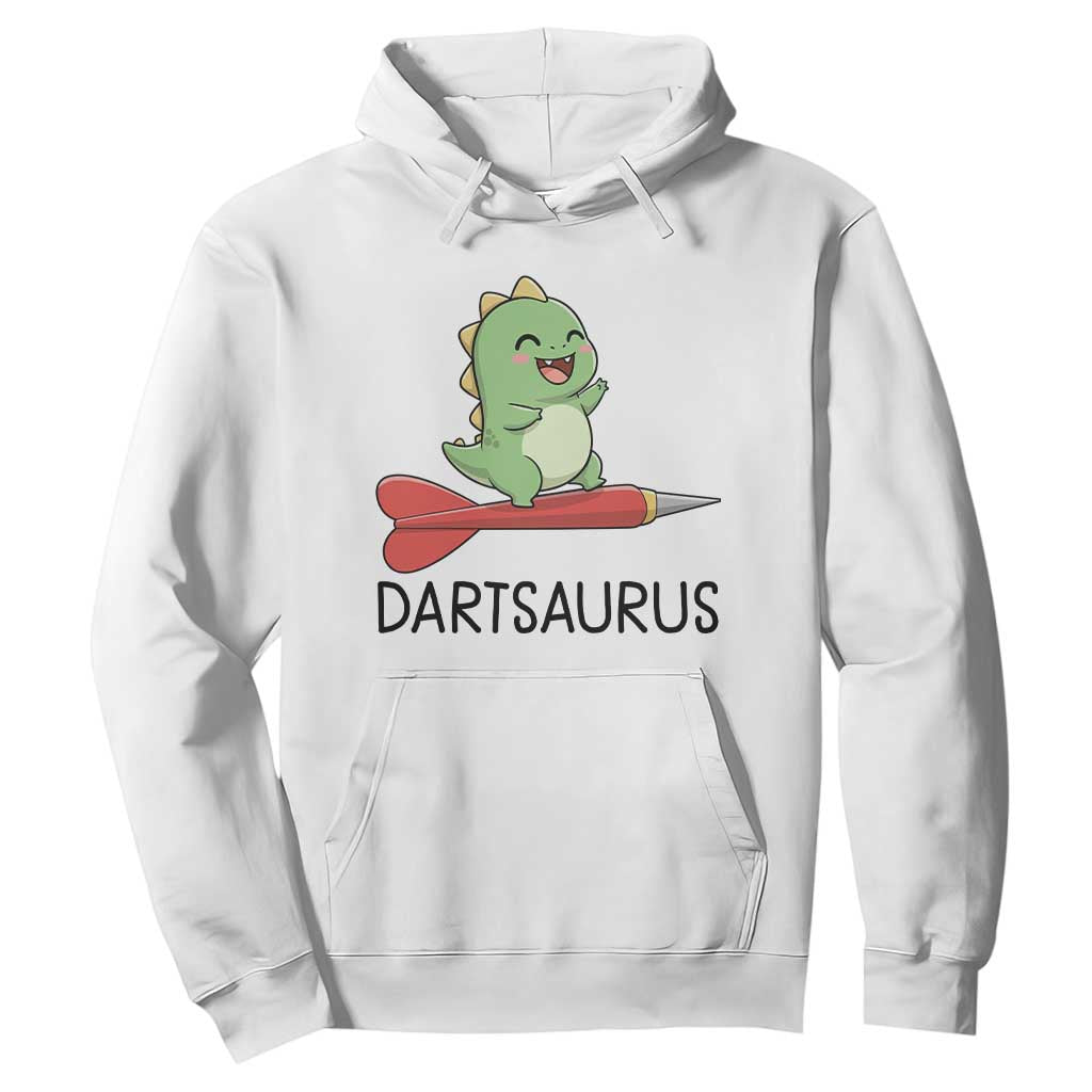 Cute Dartsaurus Playing Dart Hoodie Dinosaur Lover Gift TS12 White Print Your Wear