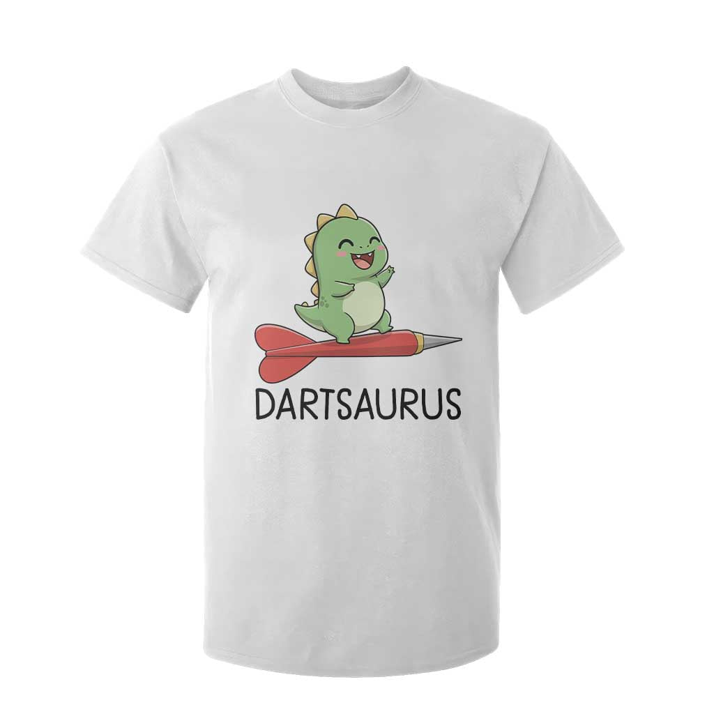 Cute Dartsaurus Playing Dart T Shirt For Kid Dinosaur Lover Gift TS12 White Print Your Wear