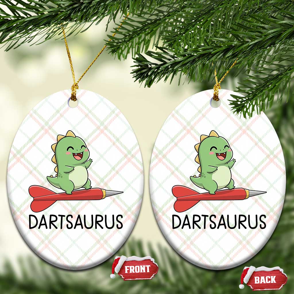 Cute Dartsaurus Playing Dart Ceramic Ornament Dinosaur Lover Gift TS12 Print Your Wear