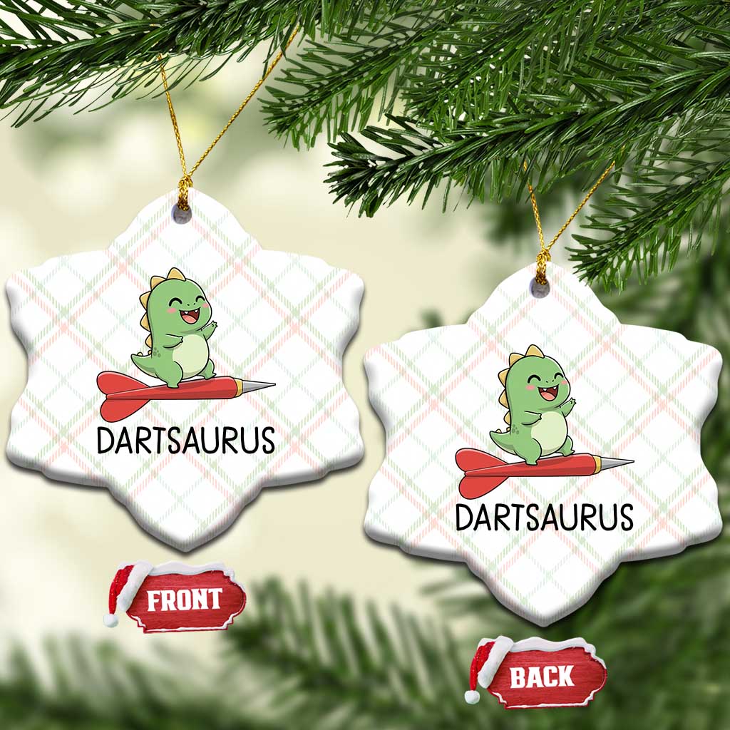 Cute Dartsaurus Playing Dart Ceramic Ornament Dinosaur Lover Gift TS12 Print Your Wear