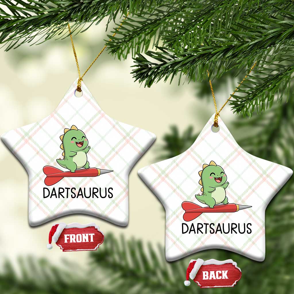 Cute Dartsaurus Playing Dart Ceramic Ornament Dinosaur Lover Gift TS12 Print Your Wear