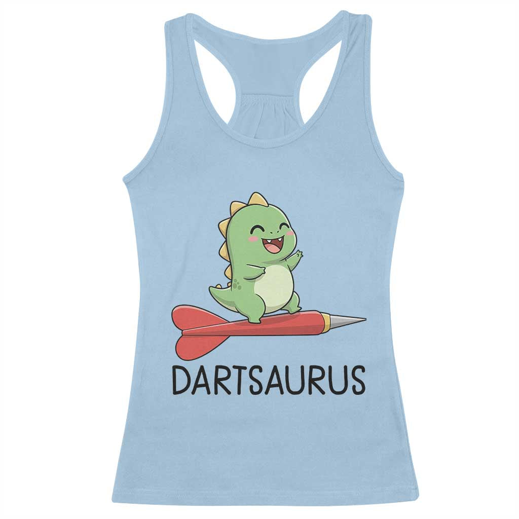 Cute Dartsaurus Playing Dart Racerback Tank Top Dinosaur Lover Gift TS12 Light Blue Print Your Wear