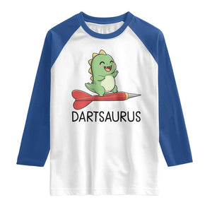 Cute Dartsaurus Playing Dart Raglan Shirt Dinosaur Lover Gift TS12 White Royal Print Your Wear