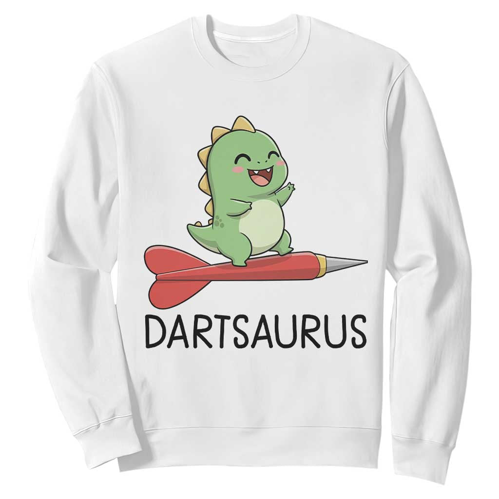 Cute Dartsaurus Playing Dart Sweatshirt Dinosaur Lover Gift TS12 White Print Your Wear