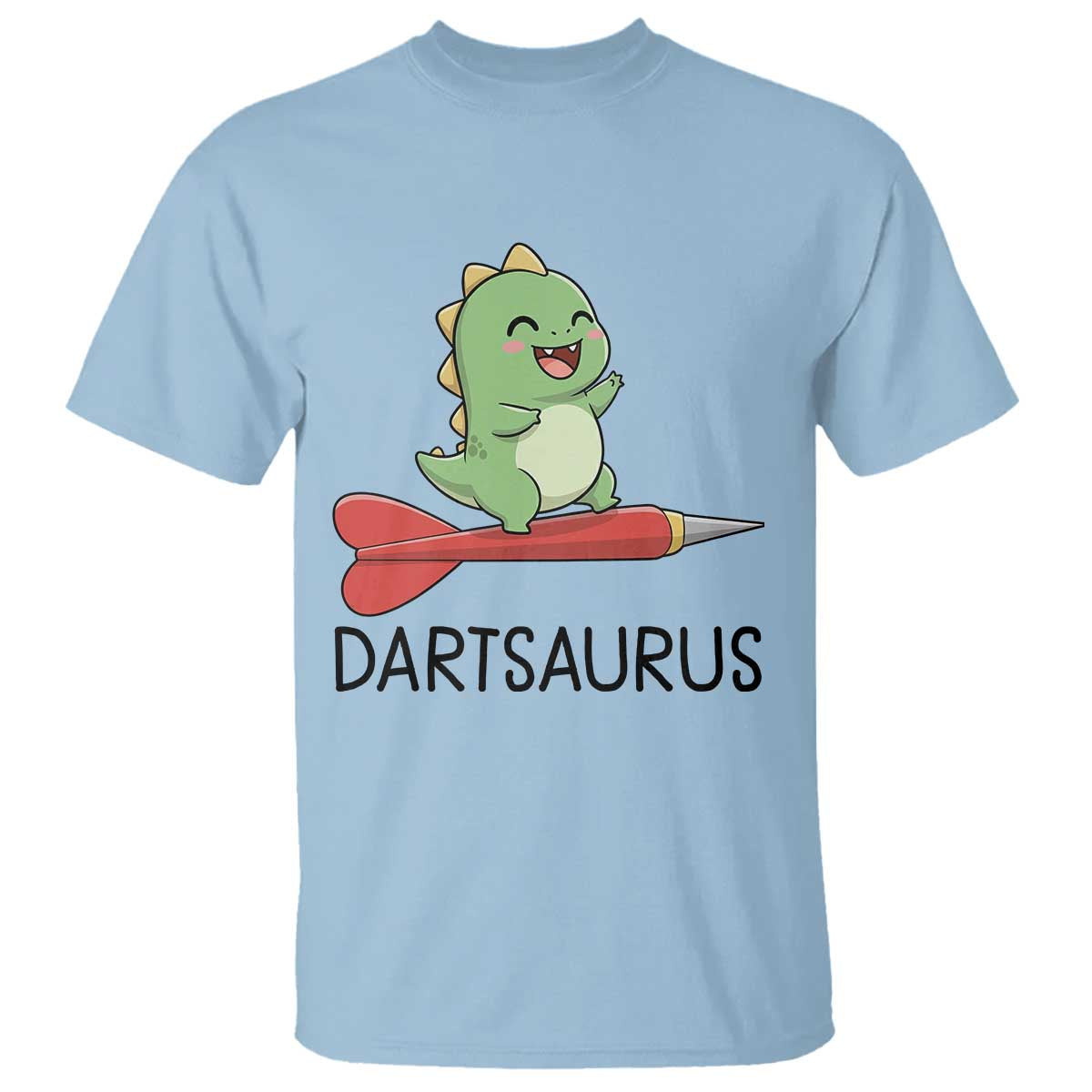 Cute Dartsaurus Playing Dart T Shirt Dinosaur Lover Gift TS12 Light Blue Print Your Wear