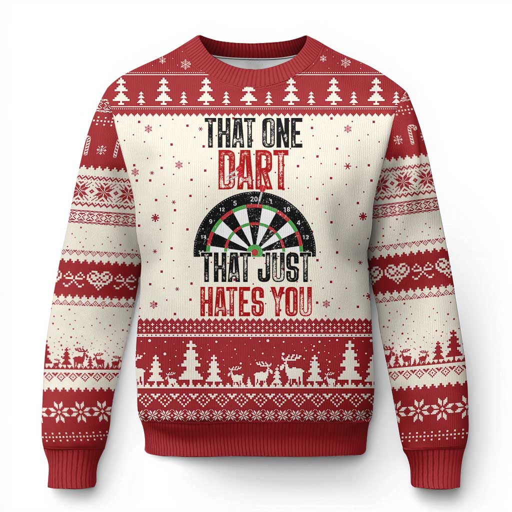 That One Dart That Just Hates You Ugly Christmas Sweater Funny Dartist Gift TS12 Beige Red Print Your Wear