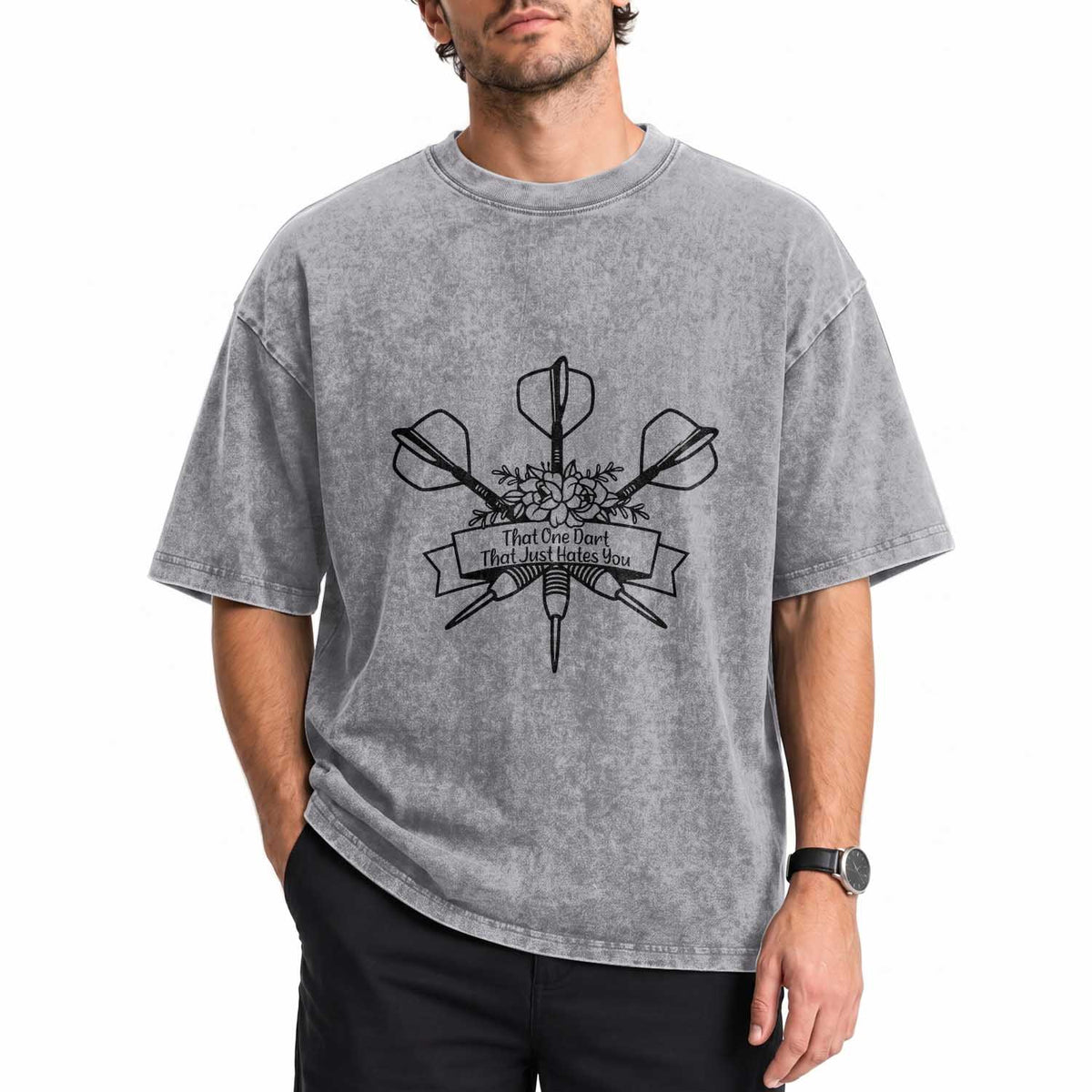 Funny Darts Sarcasm Washed Cotton T-Shirt That One Dart That Just Hates You