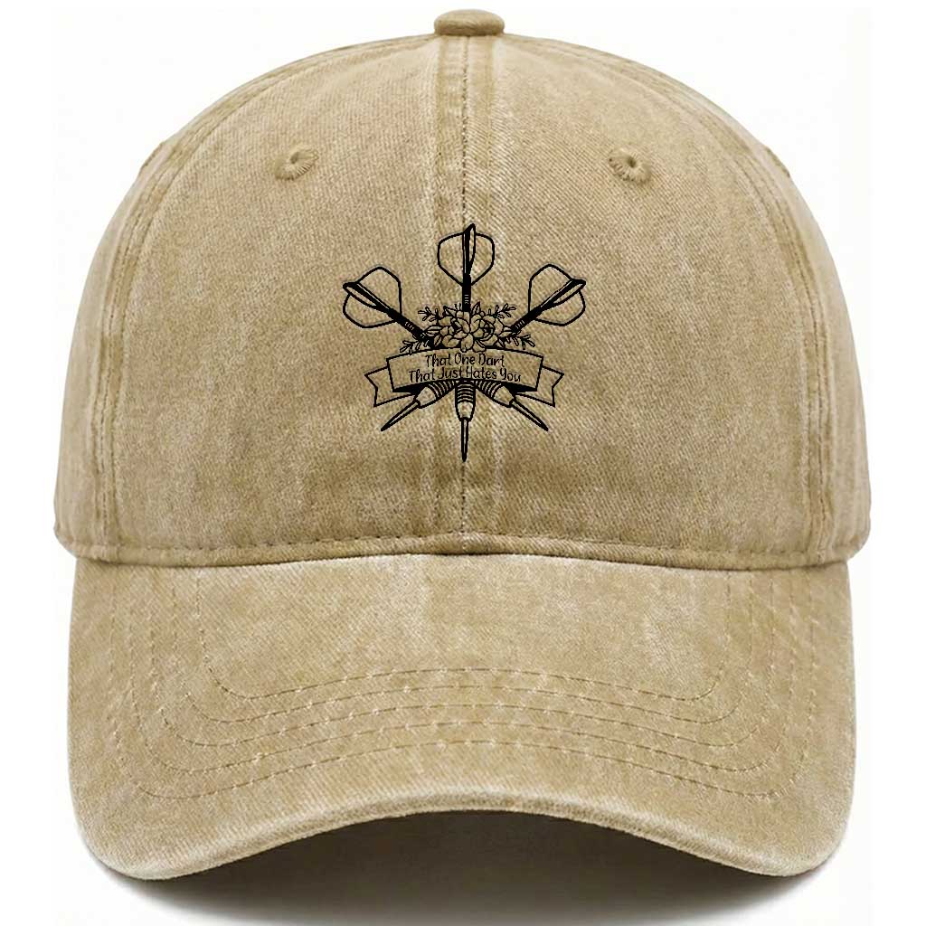 Funny Darts Sarcasm Washed Cotton Baseball Cap That One Dart That Just Hates You TS12 Print Your Wear