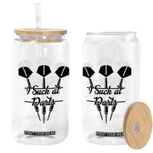 Funny I Suck At Darts Glass Can Bar Game Lover Dartist Gift TS12 Print Your Wear