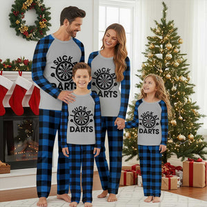 Funny I Suck At Darts Plaid Pajama Set Darts Lover Gift For Bad Players TS12 Blue Plaid Print Your Wear