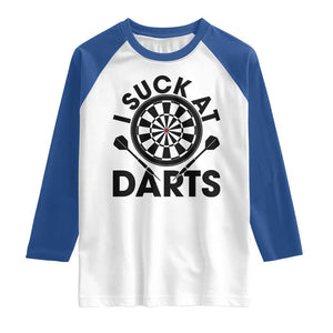 Funny I Suck At Darts Raglan Shirt Darts Lover Gift For Bad Players TS12 White Royal Print Your Wear