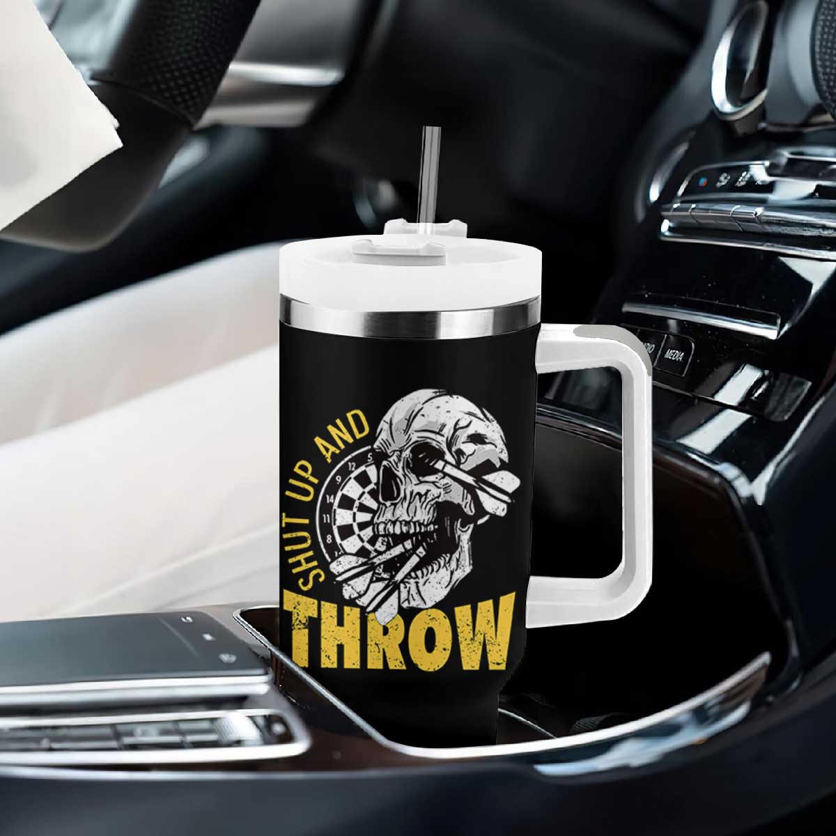 Funny Skeleton Darts Player Tumbler With Handle I Suck At Darts TS12 Print Your Wear