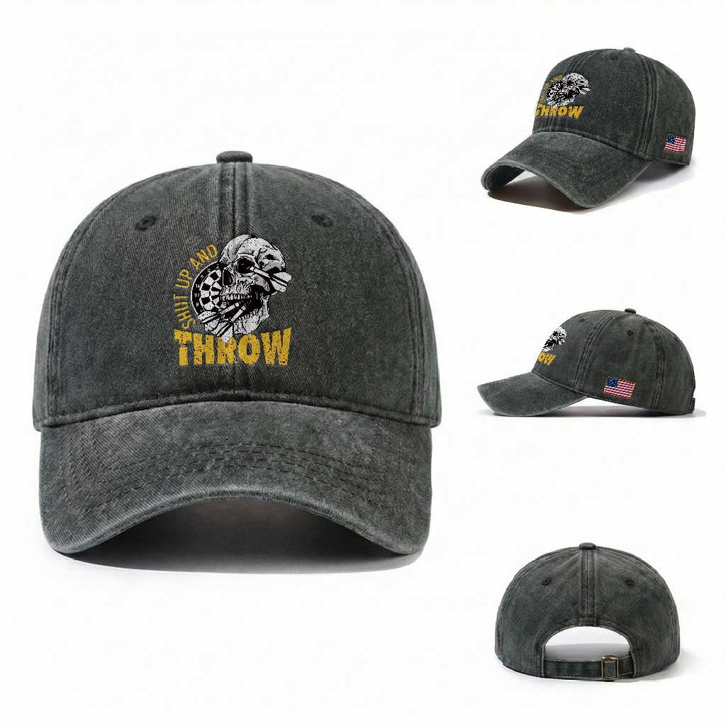 Funny Skeleton Darts Player Washed Cotton Baseball Cap I Suck At Darts TS12 Washed Cap Universal Fit Dark Green Print Your Wear
