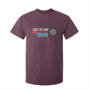 Shut Up And Throw T Shirt For Kid Funny Darts Player Gift TS12 Maroon Print Your Wear