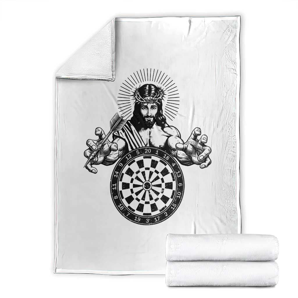 Funny Christian Dartist Gift Throw Blanket Jesus Bullseye Shooter TS12 White Print Your Wear