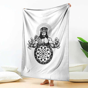 Funny Christian Dartist Gift Throw Blanket Jesus Bullseye Shooter TS12 Print Your Wear