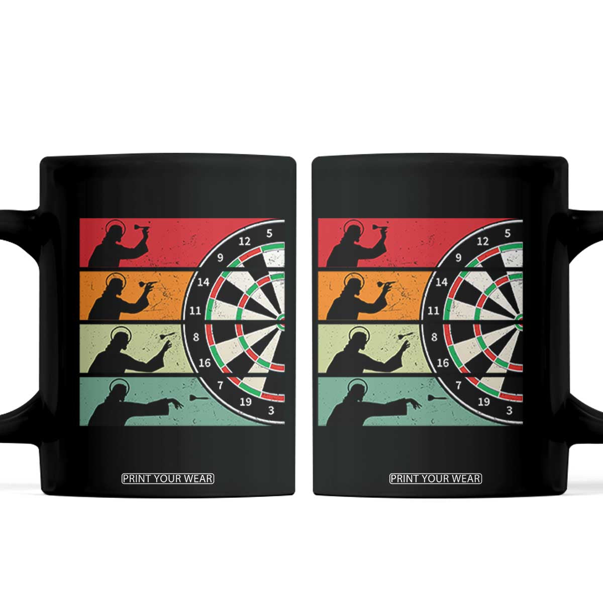 Vintage Darts Player Christian Faith Gift Coffee Mug Jesus Bullseye Shooter TS12 Black Print Your Wear