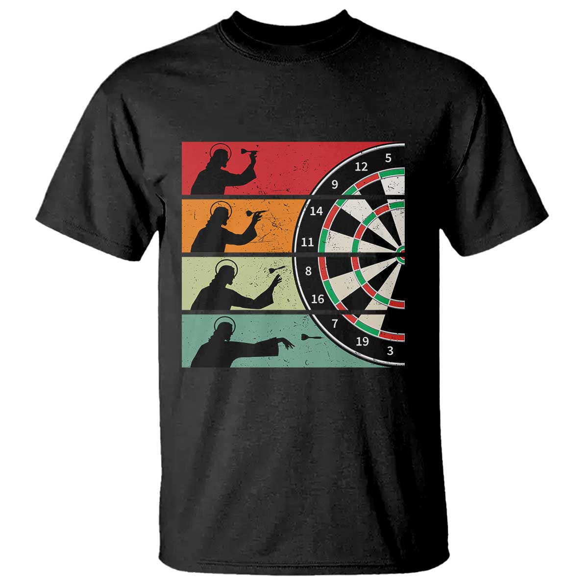 Vintage Darts Player Christian Faith Gift T Shirt Jesus Bullseye Shooter TS12 Black Print Your Wear