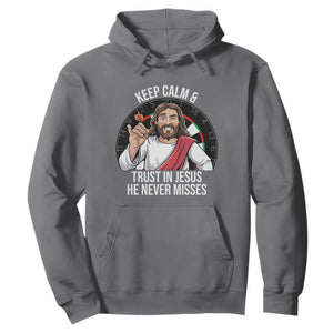 Keep Calm And Trust In Jesus Hoodie Christian Dartist Gift TS12 Charcoal Print Your Wear