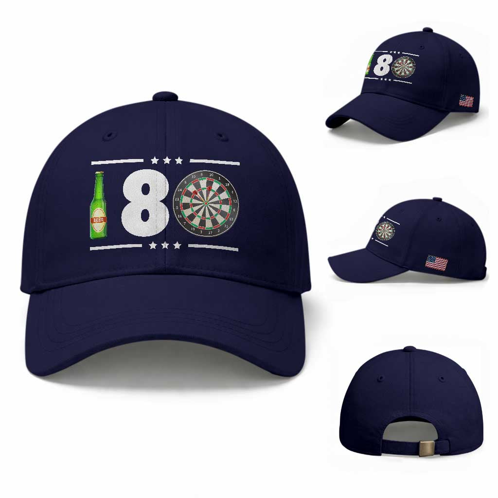 Darts Master 180 And Beer Baseball Cap Funny Bullseye Shooter Gift TS12 Baseball Cap Universal Fit Dark Blue Print Your Wear