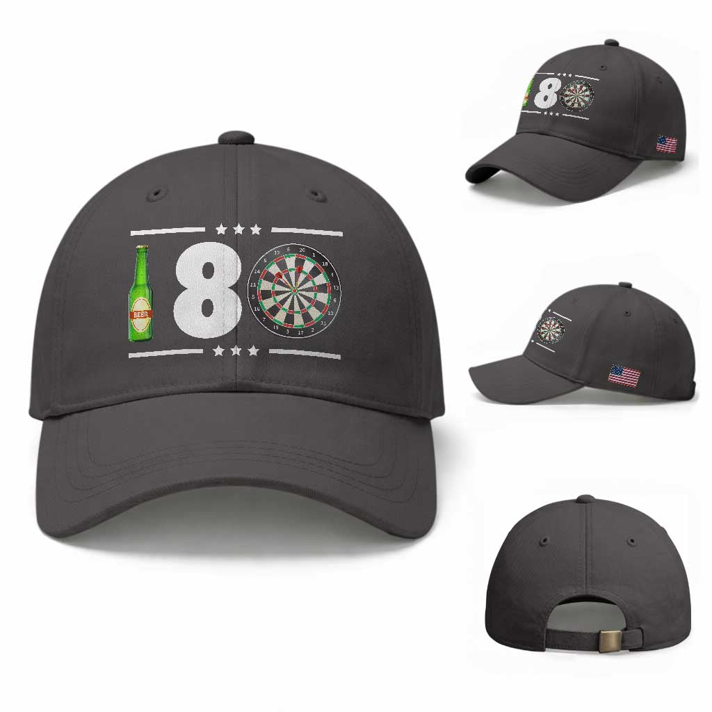 Darts Master 180 And Beer Baseball Cap Funny Bullseye Shooter Gift TS12 Baseball Cap Universal Fit Dark Gray Print Your Wear