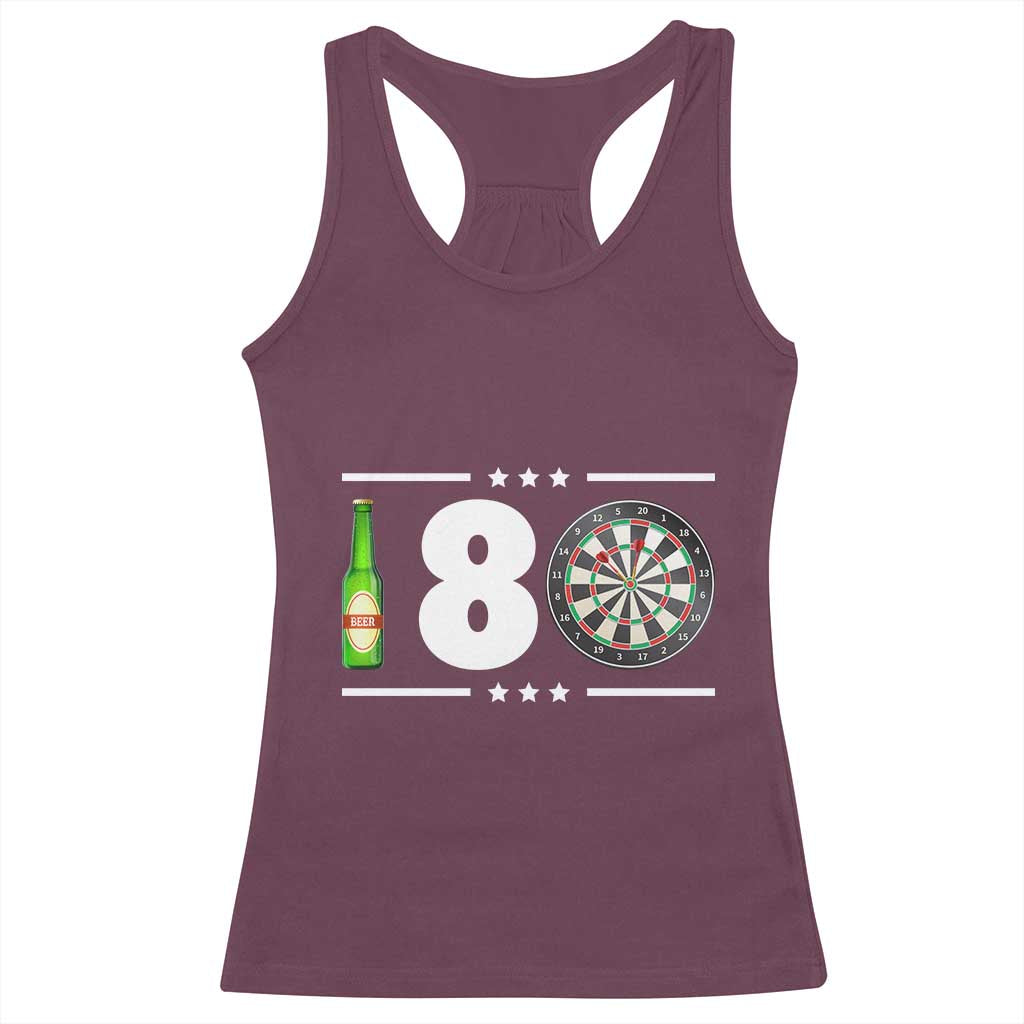 Darts Master 180 And Beer Racerback Tank Top Funny Bullseye Shooter Gift TS12 Maroon Print Your Wear