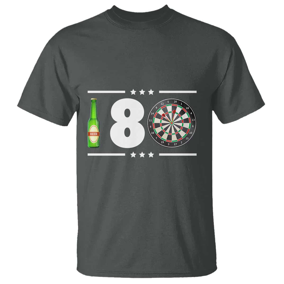 Darts Master 180 And Beer T Shirt Funny Bullseye Shooter Gift TS12 Dark Heather Print Your Wear