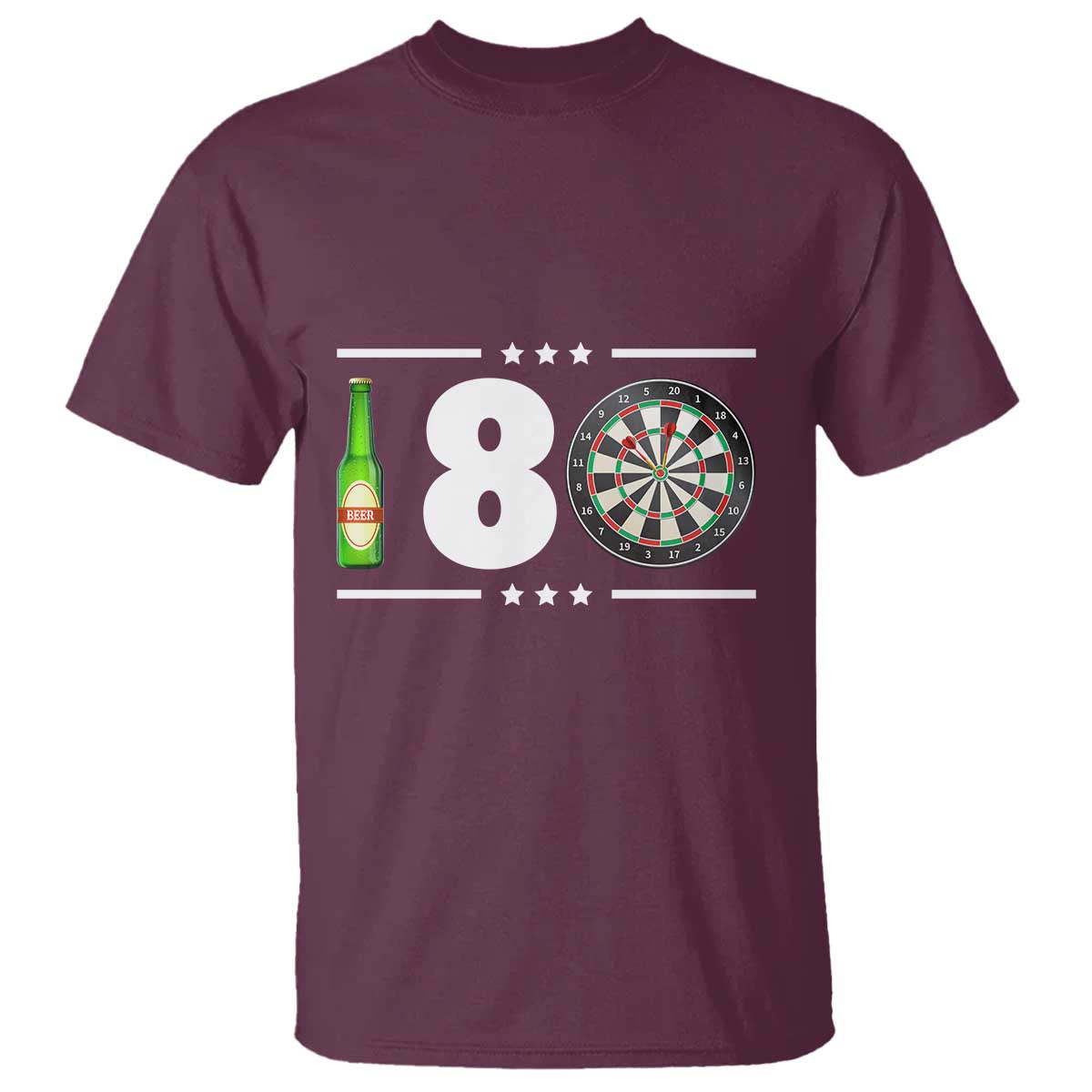 Darts Master 180 And Beer T Shirt Funny Bullseye Shooter Gift TS12 Maroon Print Your Wear