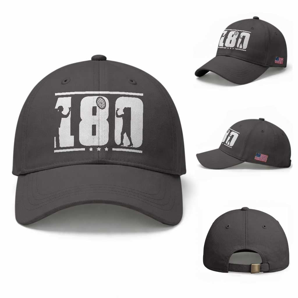 Darts 180 Max Score Player Baseball Cap Darts Fan Gift TS12 Baseball Cap Universal Fit Dark Gray Print Your Wear