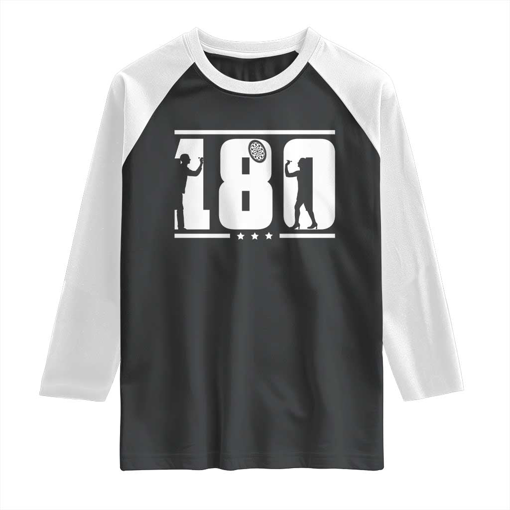 Darts 180 Max Score Player Raglan Shirt Darts Fan Gift TS12 Black White Print Your Wear