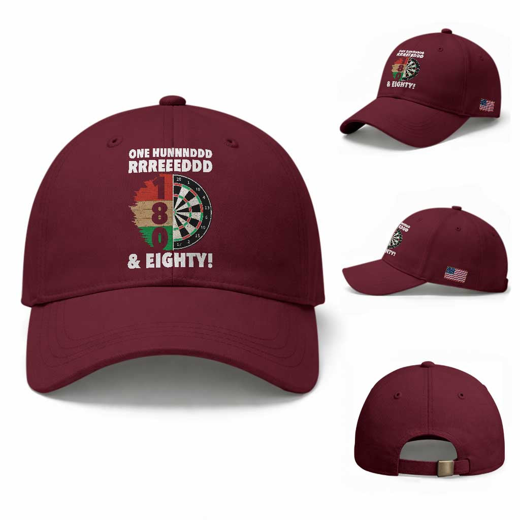 One Hundred And Eighty Baseball Cap Funny Darts Player Gift TS12 Baseball Cap Universal Fit Maroon Print Your Wear