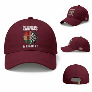 One Hundred And Eighty Baseball Cap Funny Darts Player Gift TS12 Baseball Cap Universal Fit Maroon Print Your Wear