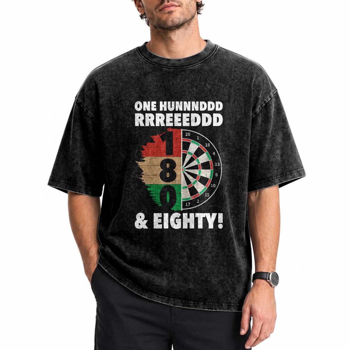 One Hundred And Eighty Washed Cotton T-Shirt Funny Darts Player Gift
