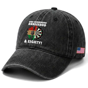 One Hundred And Eighty Washed Cotton Baseball Cap Funny Darts Player Gift TS12 Print Your Wear