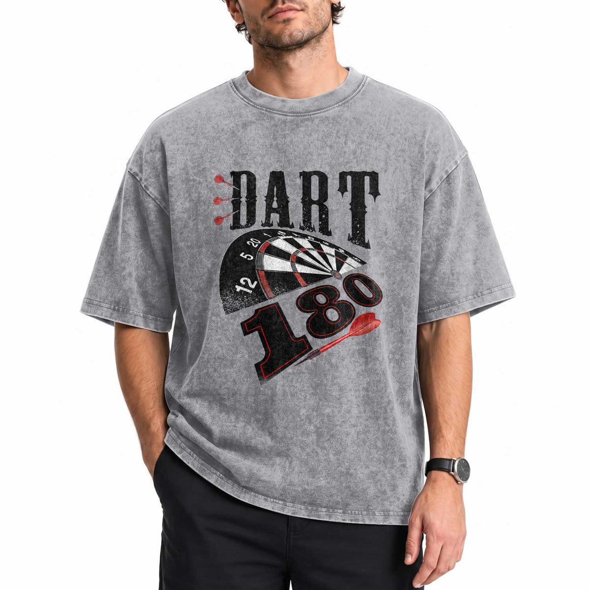 Max Score 180 Darts Lover Washed Cotton T-Shirt Darts Team Party Gift