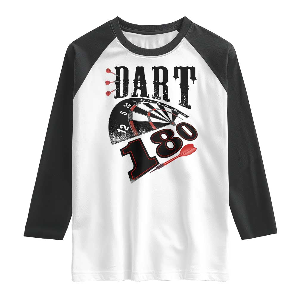 Max Score 180 Darts Lover Raglan Shirt Darts Team Party Gift TS12 White Black Print Your Wear