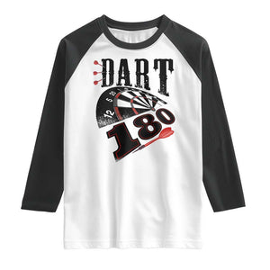 Max Score 180 Darts Lover Raglan Shirt Darts Team Party Gift TS12 White Black Print Your Wear