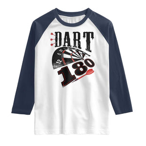 Max Score 180 Darts Lover Raglan Shirt Darts Team Party Gift TS12 White Navy Print Your Wear