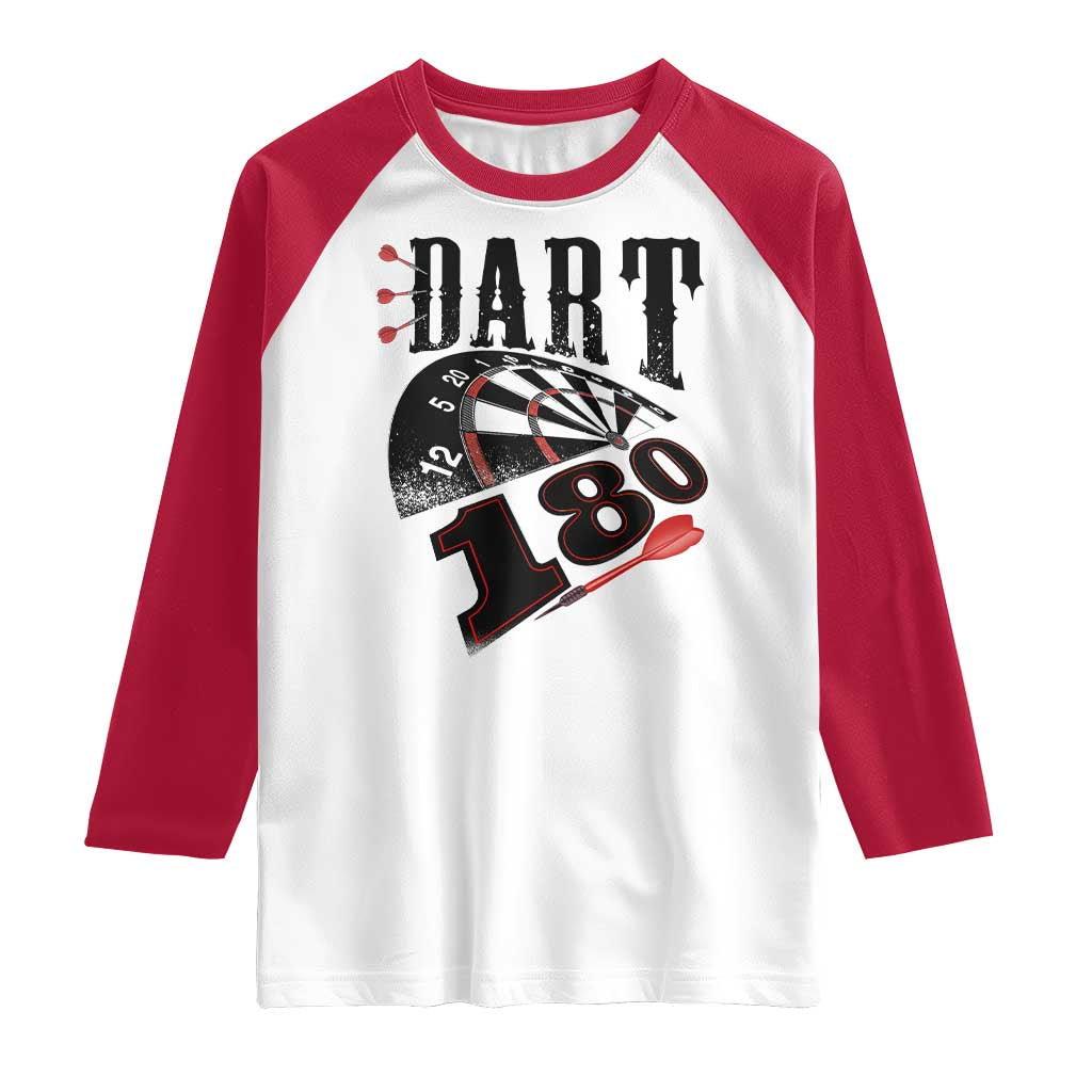Max Score 180 Darts Lover Raglan Shirt Darts Team Party Gift TS12 White Red Print Your Wear