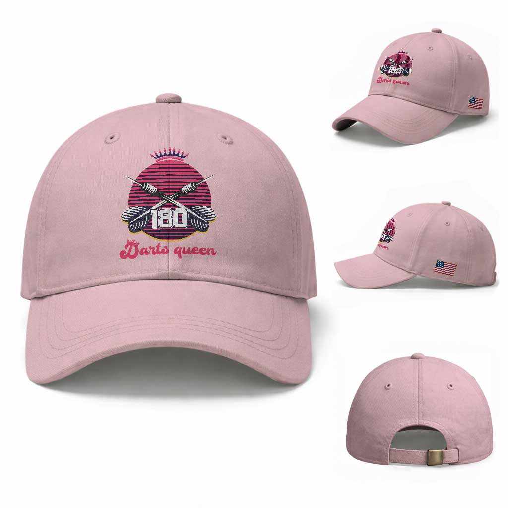 Darts Queen 180 Max Score Baseball Cap Funny Bullseye Shooter Gift TS12 Baseball Cap Universal Fit Light Pink Print Your Wear