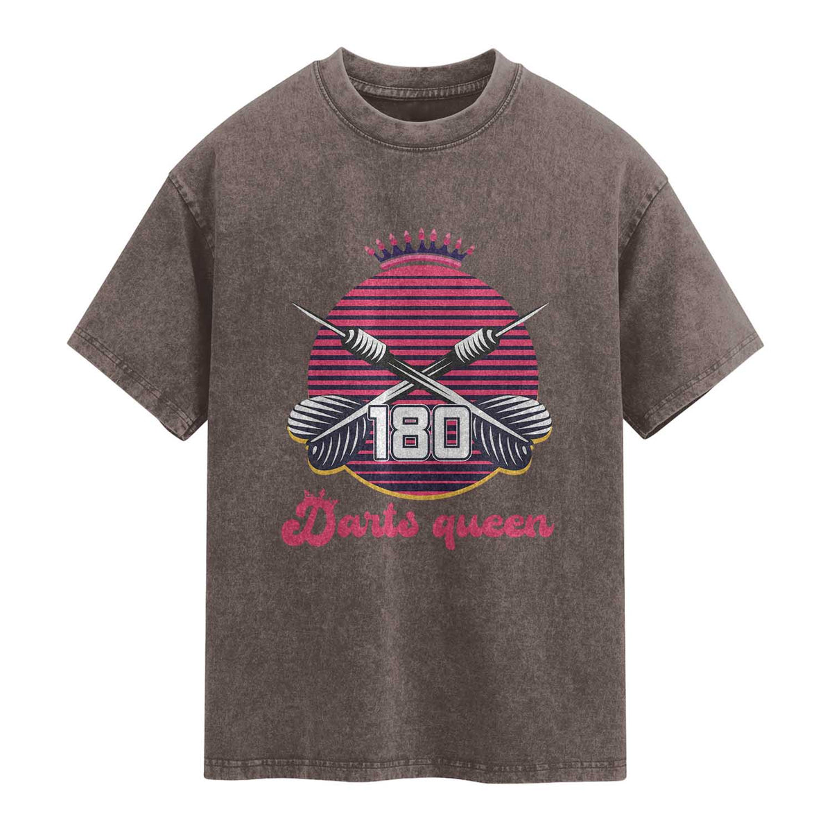 Darts Queen 180 Max Score Washed Cotton T-Shirt Funny Bullseye Shooter Gift