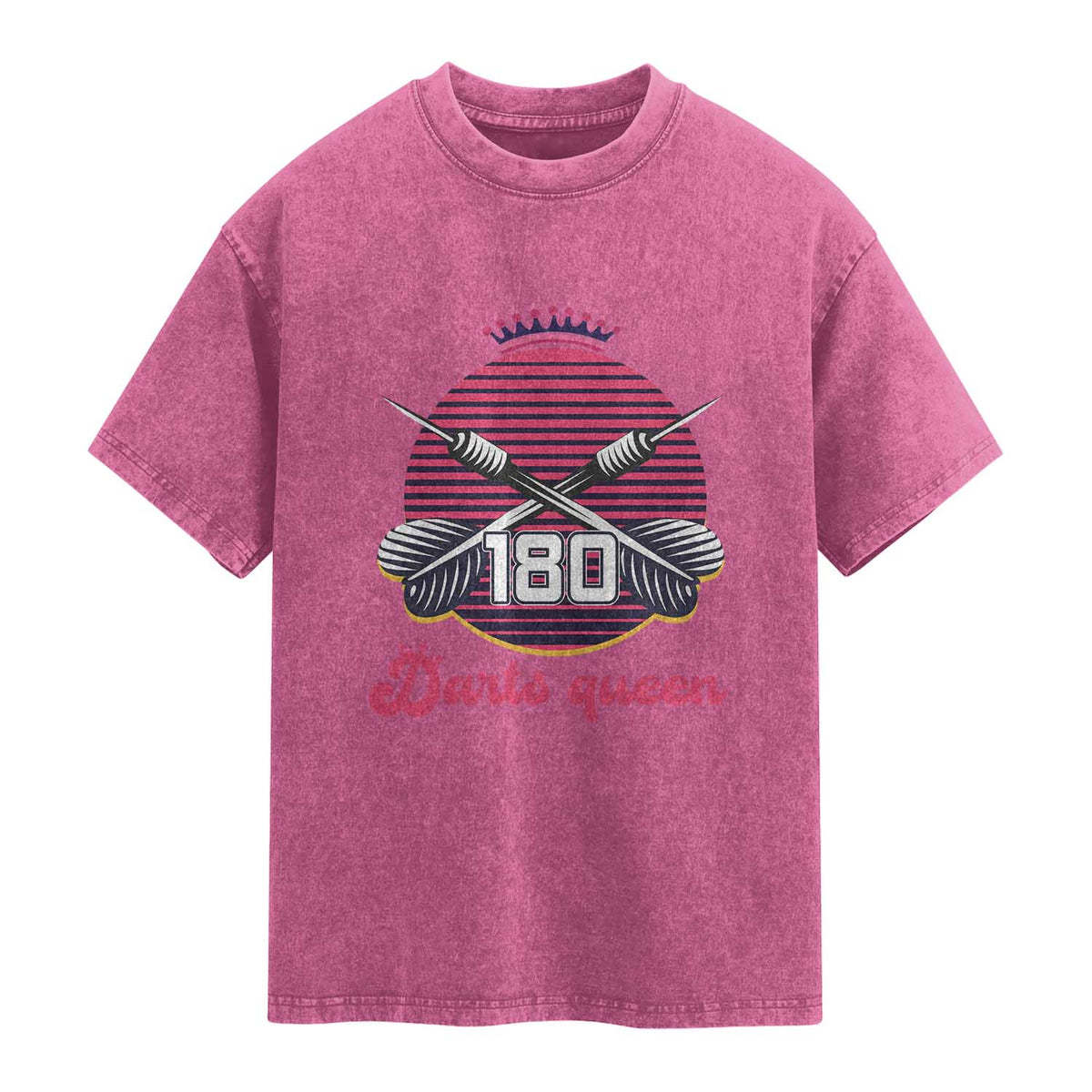 Darts Queen 180 Max Score Washed Cotton T-Shirt Funny Bullseye Shooter Gift