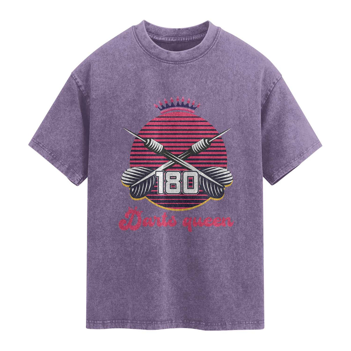 Darts Queen 180 Max Score Washed Cotton T-Shirt Funny Bullseye Shooter Gift